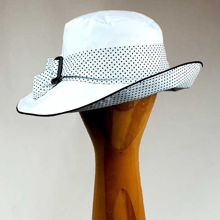 Big Brim White Polka Dot