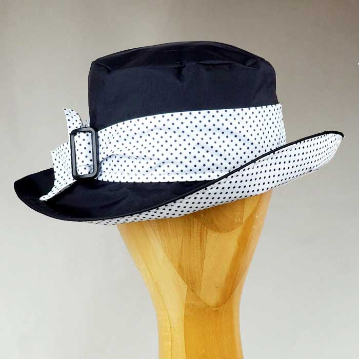 Medium Brim Black Polka Dot