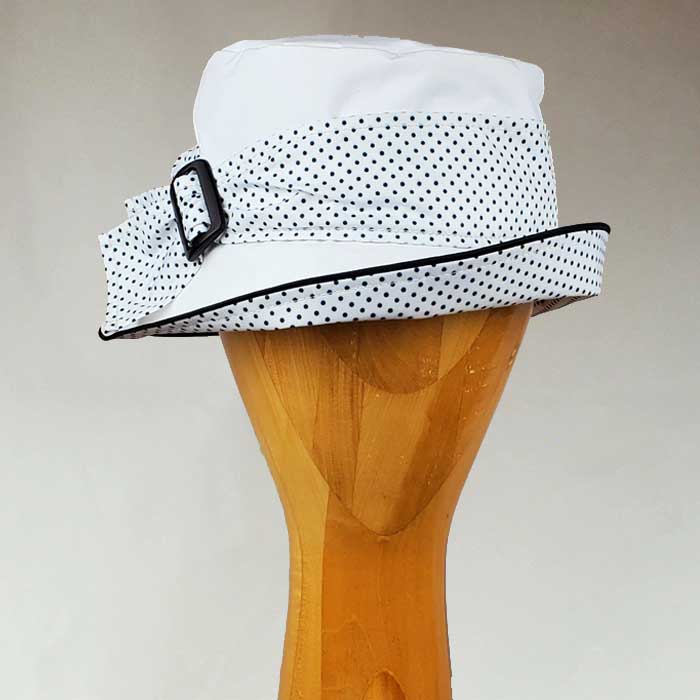 Bucket Brim White Polka Dot